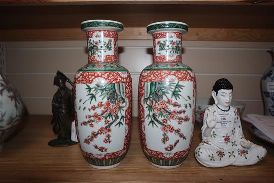 A pair of Chinese famille verte vases height 26cm